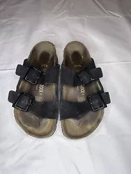 Birkenstock Womens Arizona Black Suede Sandals Size 35.