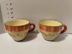 Pfaltzgraff Napoli Hand Painted Large Coffee Cup mugs, Stoneware 2 Each. No damage Dishwasher microwave safe