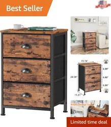 Sturdy Nightstand with 3 Fabric Drawers. Four adjustable feet to keep the nightstand level and protect the floor....