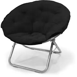 No assembly is required. Weight capacity up to 225 lbs. Mainstays Large Microsuede Saucerâ„¢ Chair I got the purple...