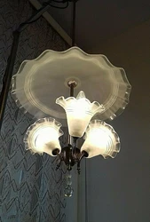Lustre vintage des années 30/40 en laiton couleur or ducal, éventuellement Barovier Toso, sans marque, état dorigine...