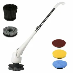 Electric Spin Scrubber Indoor/Outdoor Cordless Power Scrubber with Extension Handle 5 Cleaner Brushes Power through...