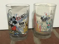 McDonalds Disney World 100 Years of Magic 25th Anniversary Cups Glasses Set of 2. One glass features Space Mountain,...