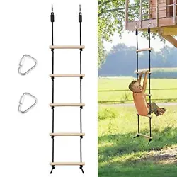 【Durable & Dependable】The rope ladder made of the premium beech wood and sturdy polyester rope, durable,...