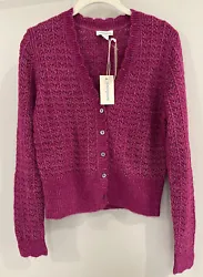 NWT Sundance Catalog Cropped Fuscia “Leanna Pointelle Cardigan” size S $128. Your new favorite top with feminine...
