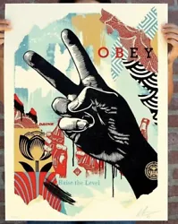 Raise The Level (Peace) Obey Giant Shepard Fairey Print. Signed/Numbered Edition of 550.