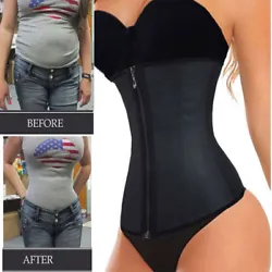 The underbust waist trainer with Hook and Zipper closures to keep. Material:Core:100% Latex. Material: 100% Latex...