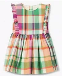 GYMBOREE Green Orange Pink Yellow Easter Plaid Dress Spring Nwt Girls Size 3t