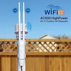 Get an IP65-rated Weatherproof ARIEAL HD2 AC600 Outdoor Dual Band High Power Wireless Wifi Booster, boost WiFi signal...