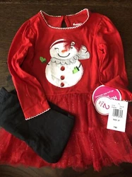 NWT Nannette Kids Holiday 2-piece set size 3T Snowman Girl.