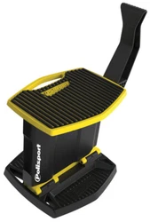 LIFTS UP TO 440lbs. Bike Lift Stand. FOOT PEDAL INCORPORATED TO LIFT & LOWER THE STAND. LOAD CAPACITY. BLACK / YELLOW....
