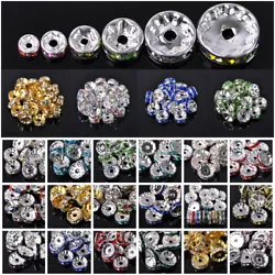 Size 4mm 5mm 6mm 8mm 10mm 12mm. no thread ! Material: Crystal Rhinestones & Silver/Gold Plated Alloy.