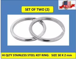 STAINLESS STEEL FLAT KEY RING (30mm x 2mm). High quality, polished Stainless Steel Key Rings with a double loop design....