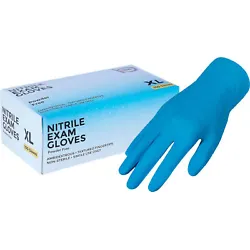 Exam Rated Nitrile Disposable Gloves, 4 MIL, Blue, Large, 100/Box.