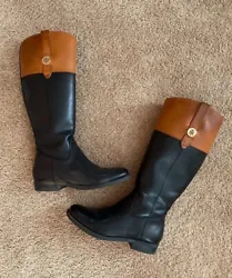 Tommy Hilfiger Black & Brown Knee-High Boots Size 8.5. Condition is Pre-owned. Shipped with USPS Priority Mail.