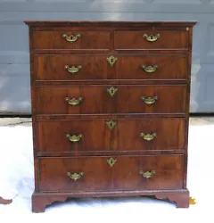 Antique English Walnut Dresser circa 1780. Six drawers. It is 38.75