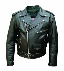 Traditional biker jacket is made of cowhide. cowhide leather provides an attractive finished product at a lower cost...