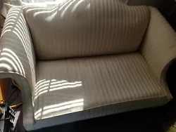 ETHAN ALLEN Camelback Loveseat pre owned 57 inches long...has some blemishes & sun wear from being near window...gently...