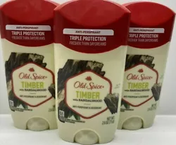 3 Old Spice Timber with Sandalwood Anti-Perspirant & Deodorant. 2.6 OZ EACH.