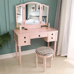 【Easy Assembly Dressing Table】: This dressing table is easy assembly. 【Good View Vanity Table with Mirror】:...