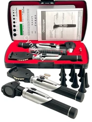 MINI FIBER OPTIC OTOSCOPE OPTHALMOSCOPE DIAGNOSTIC SET BLACK, PREMIUM QUALITY! Professional physicians 3.25V otoscope,...
