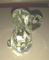 Hound Dog Figurine Art Glass Clear Vintage Paperweight Controlled Bubbles 4