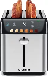 Chefman Smart Touch 4 Slice Digital Toaster, 6 Shade Settings, Stainless Steel Toaster 4 Slice with Extra-Wide Slots,...