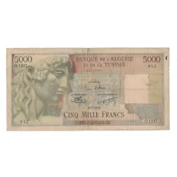 Billet, Algérie, 5000 Francs, 1955, 1955-1-19, KM:109b, TB+.
