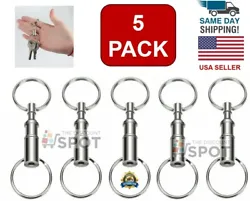 A Two Part Detachable Key-ring. Press the plunger and the two half will be separated. 5 (five) - Detachable Key Rings....