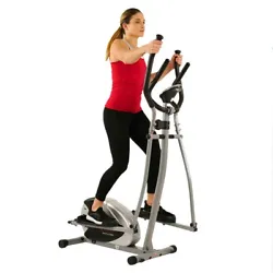 The hand pulse monitoring system on this Sunny magnetic elliptical trainer allows you to monitor your heart rate so you...