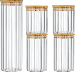 Crafted from durable borosilicate glass, these jars are perfect for storing a variety of dry foods. The airtight bamboo...