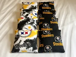 SET OF 8 CORNHOLE BEAN BAGS. THE CORNHOLE FACTORY. All bags are double stitched and lined with heavy duty duck canvas....