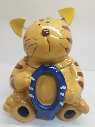 Kitty Cookie Jar. Ceramic with spring loaded ears about 7
