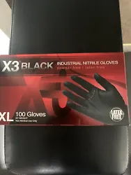 X3 Black Nitrile Industrial Disposable Gloves 3 Mil, Latex Free, Food-Safe, XL. 100 count ,Condition is New. Shipped...