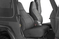 For 97-02 Jeep Wrangler TJ 4WD New Black Cloth Front & Rear Seat Cover Set. 1997-2002 Jeep Wrangler TJ 4WD. Includes...