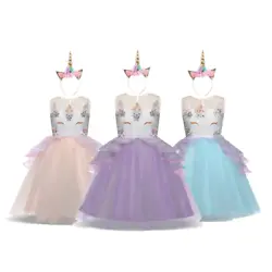 New!Dream high Girls Unicorn Princess Costume Pageant Party Birthday Dress with Headband Detail ---Made of superior...