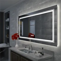 Oversize Led Dual Illuminated Bathroom Mirror Wall Mounted Antifog Vanity Mirror.