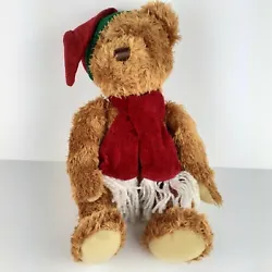 Commonwealth brown teddy bear plush has chenille knit scarf and hat. 15