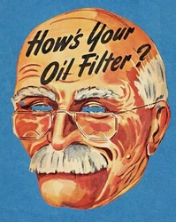 Very scarce paper face mask advertising give-a-way by Fram Oil Filters. The reverse side with paper toning or...