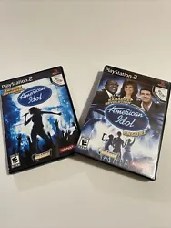 This PS2 game bundle includes Karaoke Revolution Presents: American Idol and AI Encore, both for the Sony PlayStation 2...