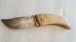 couteau pliant type berger corse manche cornede belier lame dams long ouvert 19 cm fermé 11 cm largeur de lame 2,8 cm 