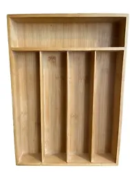 Bamboo Kitchen Drawer Organizer - Silverware Tray 5 Compartments EUC 10”x14”.