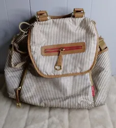 Skip Hop Diaper Bag/Backpack With Changing Pad Striped. Has used stains overall good condition check photos.