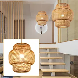 Ceiling Rattan Hanging Lamp Basket Bamboo Pendant Light Natural Lighting Fixture The package includes: 1X Bamboo...