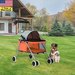 Large 6.3” wheels of our cat stroller glide easily over smooth or rough terrain. As well as the smooth handle can...