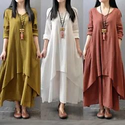 Spring and Autumn vacation two dresses,cotton and linen fabric comfortable and breathable. Material:Cotton Linen....