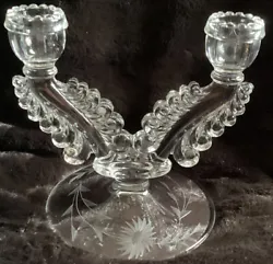 Vintage Candelabra …….in excellent condition! …..no chips or cracksClear Glass ,Crystal Double Armed Holder...