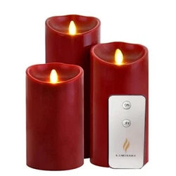 Real wax together with flicker candlelight presents a real candle effects, classic and romantic. 3pcs wine red...