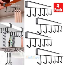 2/4 x Under Cabinet Mug Holder. Easy to install with drilling free, Simply Slide this Holder Rack Over a Cabine or...