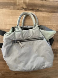 Prada Hand Bag Gray Nylon tote bag.